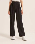High-Rise Wide-Leg Trousers with a Pleated Front