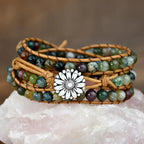 Armband met groene agaat en bloem