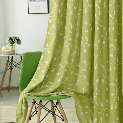 Cotton Linen Embroidered Leaf Curtain – Semi-Sheer, Minimalist Design