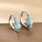 Vintage Turquoise Turtle Round Hoop Earrings