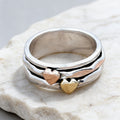 Bohemian Retro Two-Tone Heart Wide Ring