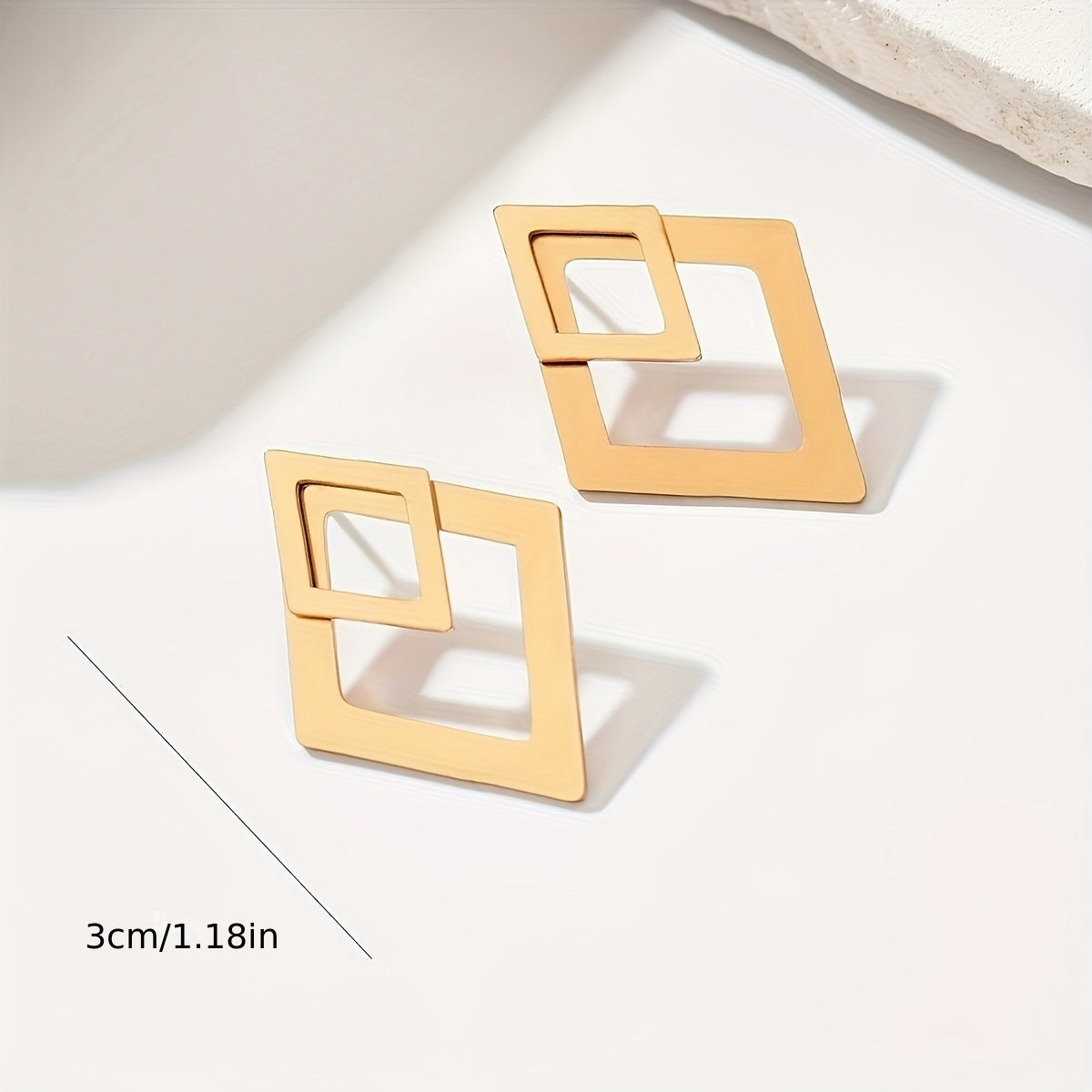 Double Rhombus Gold-Tone Statement Earrings