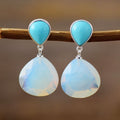 Bohemian Opal-Look Waterdrop Dangle Earrings