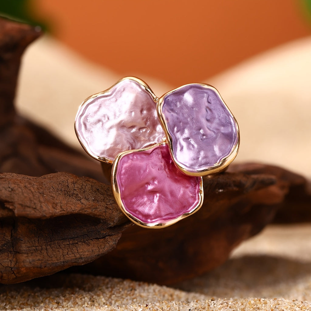 Bohemian Enamel Irregular Square Ring