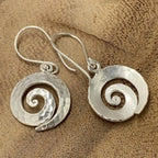 Hammered Silver-Tone Spiral Drop Earrings