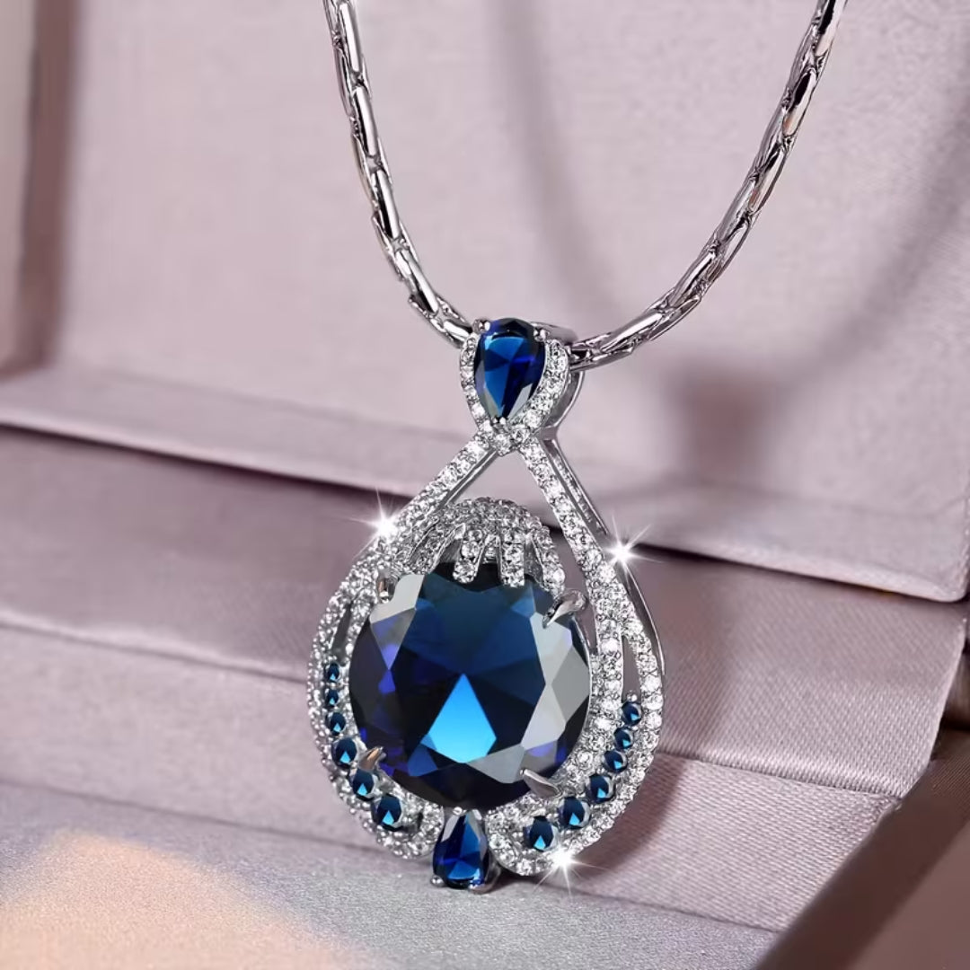 Druppelvormige halo-ketting in drie kleuren