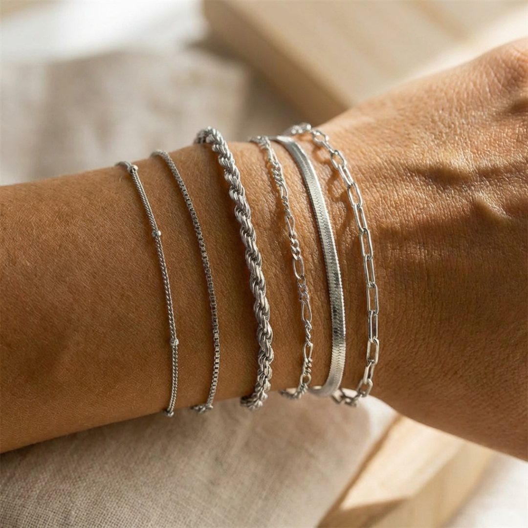 Boho Retro Cuban Chain Bracelet Set