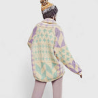 Oversized Long-Sleeve Cardigan with a Collar and Buttons