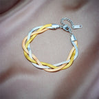 Set met slangenketting en armband in goudkleurig staal