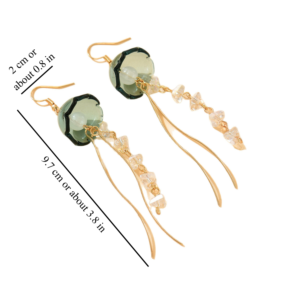 Gold-Plated Glass Jellyfish Dangle Earrings