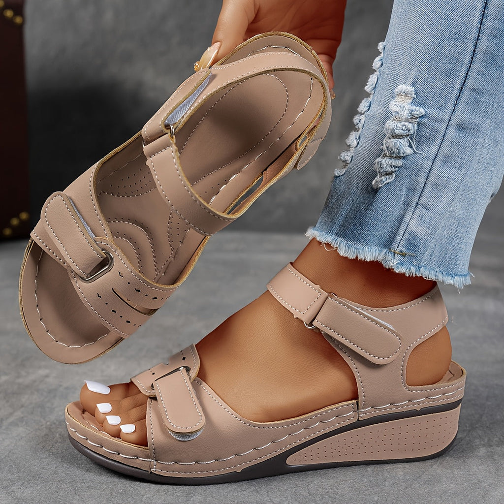 Women's Adjustable Wedge Sandals with Open Toe