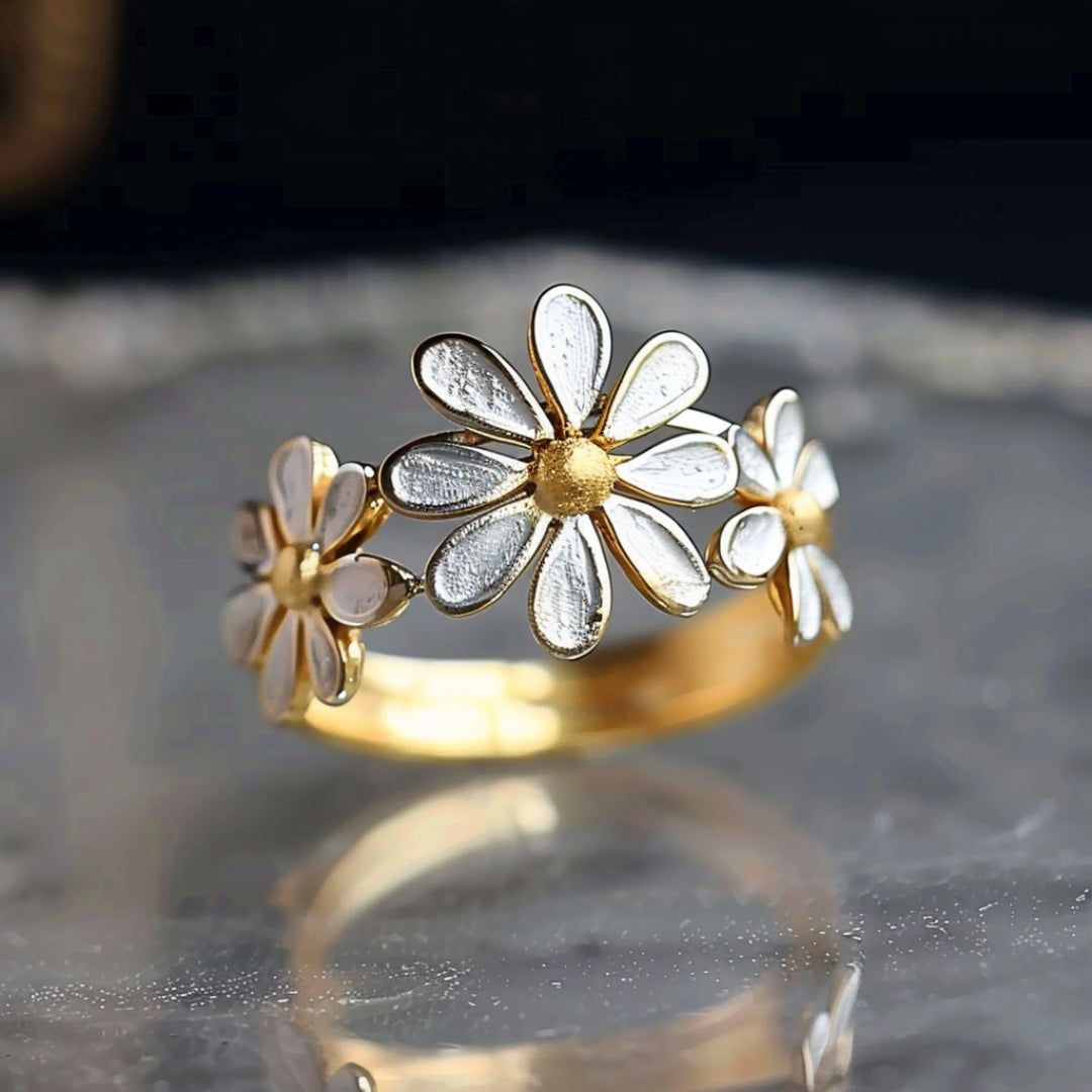 Goudkleurige madeliefjesring