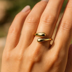 Adjustable Double Drop Gold-Tone Ring