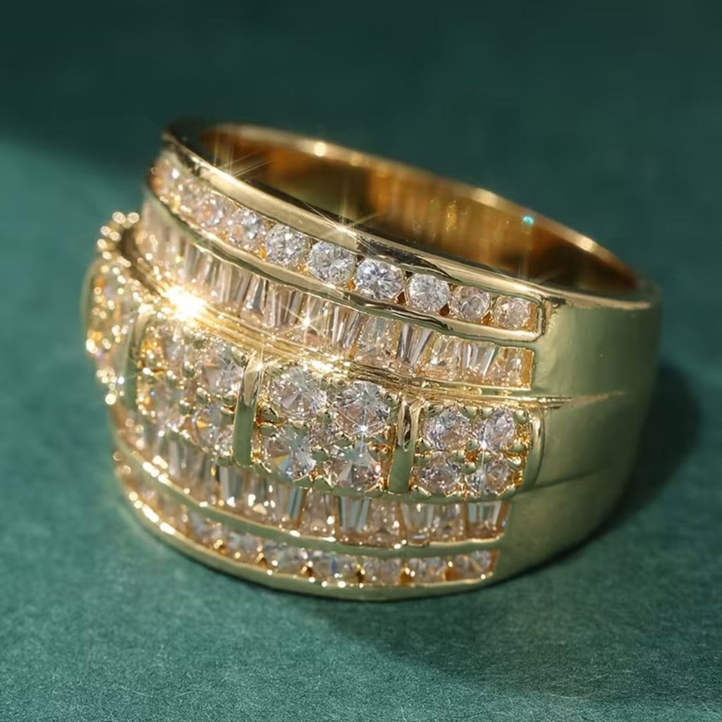 Grote pavé-bandring met baguettes