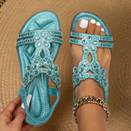 Rhinestone Flat Sandals with Slingback Strap