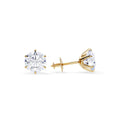 Zirconia Six-Prong Stud Earrings in Gold Tone