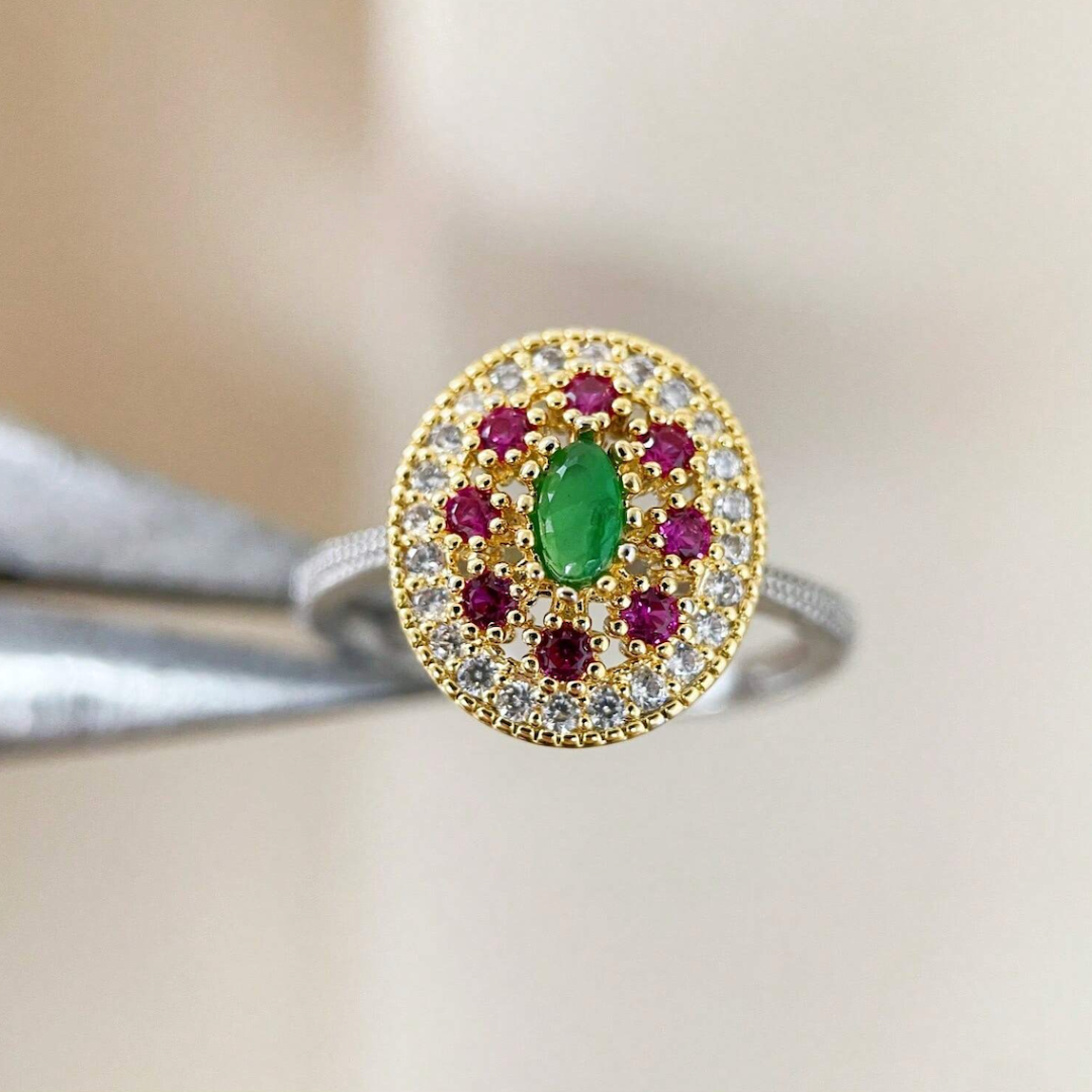 Antique-Style Bohemian Gemstone-Look Ring