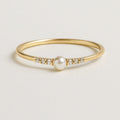 Single Pearl and Zirconia Gold-Tone Ring