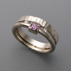 Vintage-Style Purple Cubic Zirconia Silver-Tone Ring