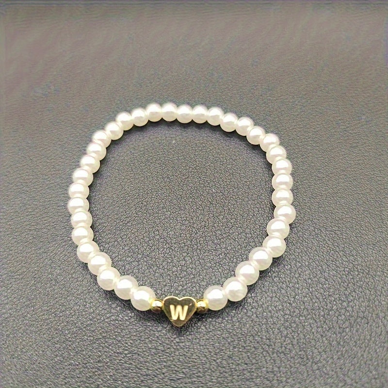 Armband met hart en initiaal van A tot Z