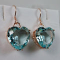 Vintage-Style Blue Crystal Heart Earrings
