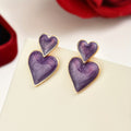 Bohemian Purple Double Heart Drop Earrings