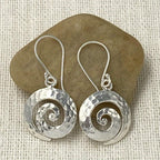 Hammered Silver-Tone Spiral Drop Earrings