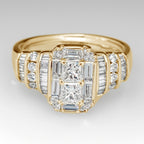 Silver-Plated Bridal-Style Square Zirconia Ring