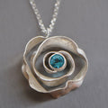 Vintage-Style Blue Crystal Flower Silver-Tone Necklace