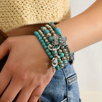 Turquoise Bead Bracelet Set with Charms