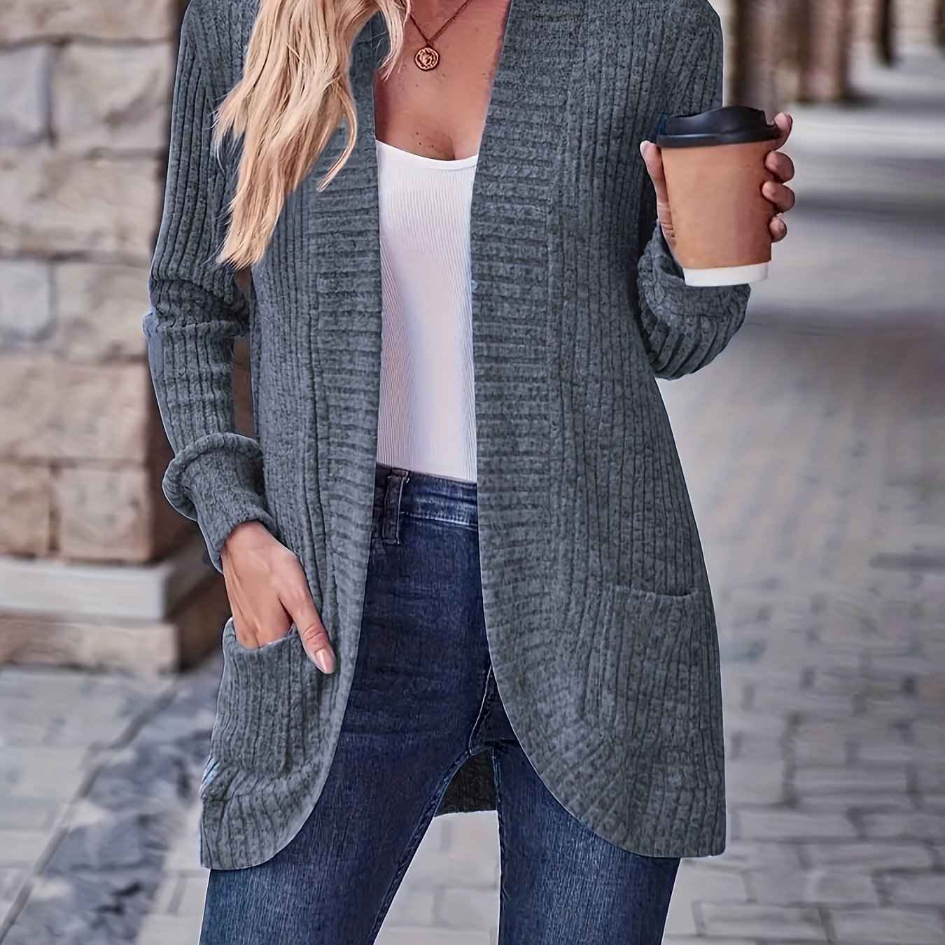 Softly Draped Knit Cardigan for Layering Over Dresses