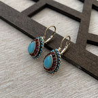 Vintage Teardrop Halo Drop Earrings in Three Colours