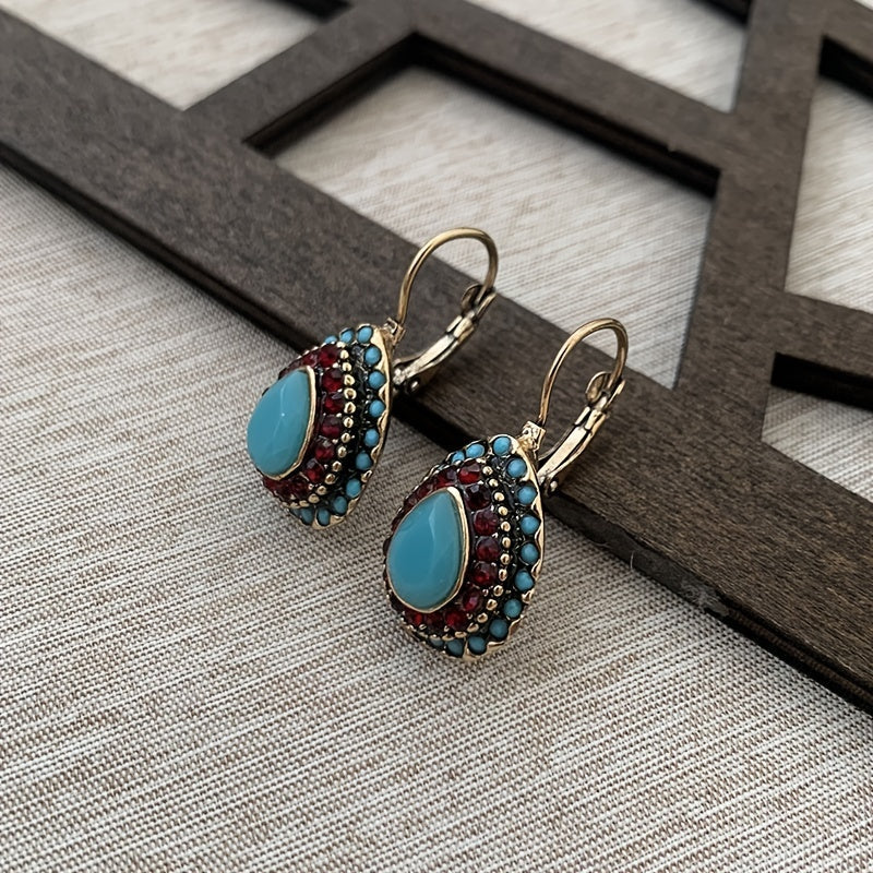 Vintage Teardrop Halo Drop Earrings in Three Colours