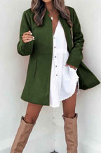 Longline Cotton Coat with a Stand Collar and Slim Cut