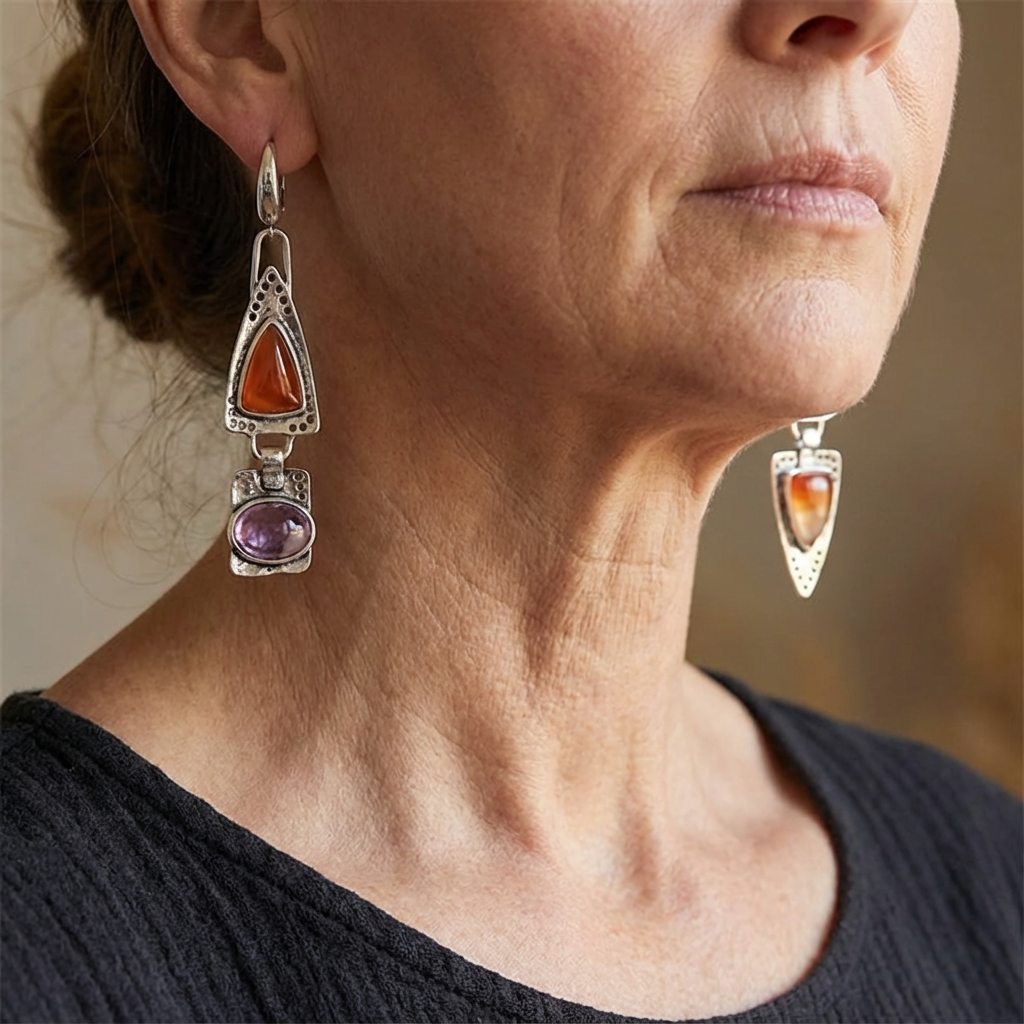 Rhinestone and Silver-Plated Statement Earrings