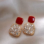 Square Glass Pendant Earrings in Many Colours