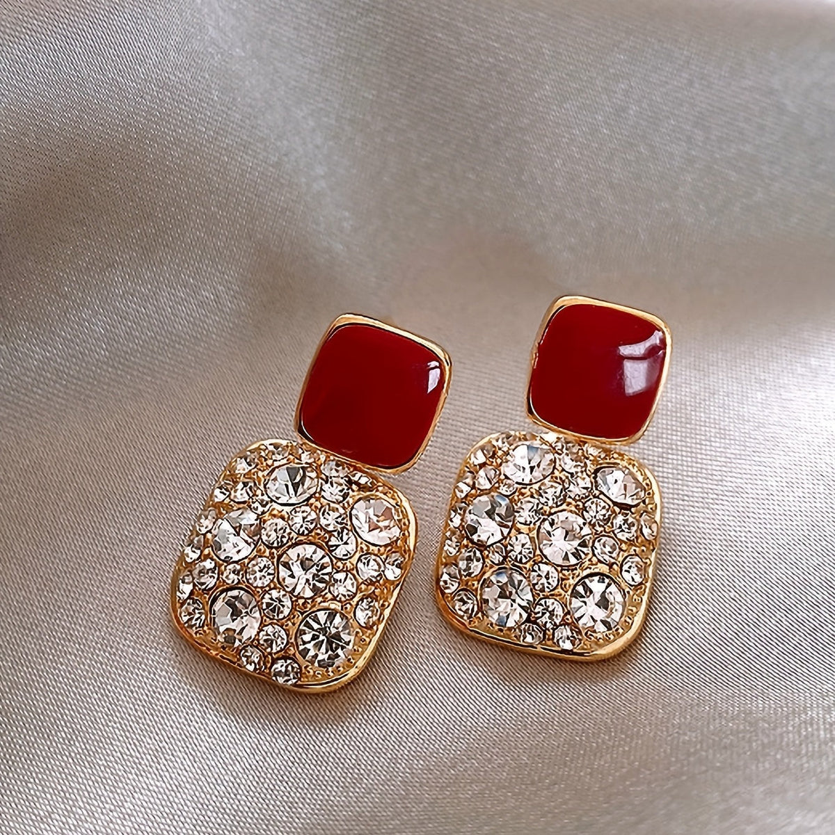 Square Glass Pendant Earrings in Many Colours