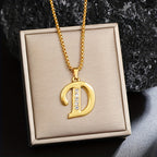 Crystal Accent Initial Necklace in Gold Tone