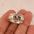 Vintage-Style Butterfly Heart Silver-Plated Spinner Ring
