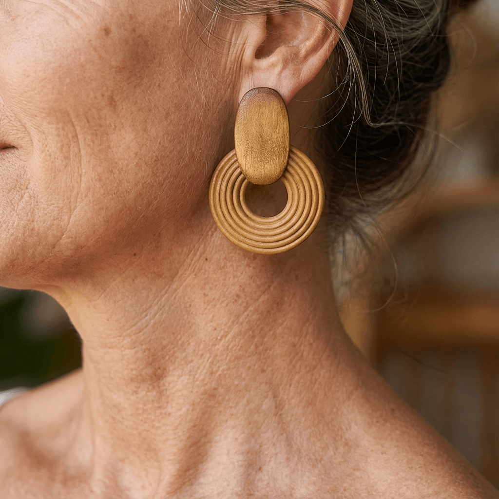 Wood Spiral Drop Earrings