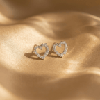Silver-Plated Crystal Heart Stud Earrings