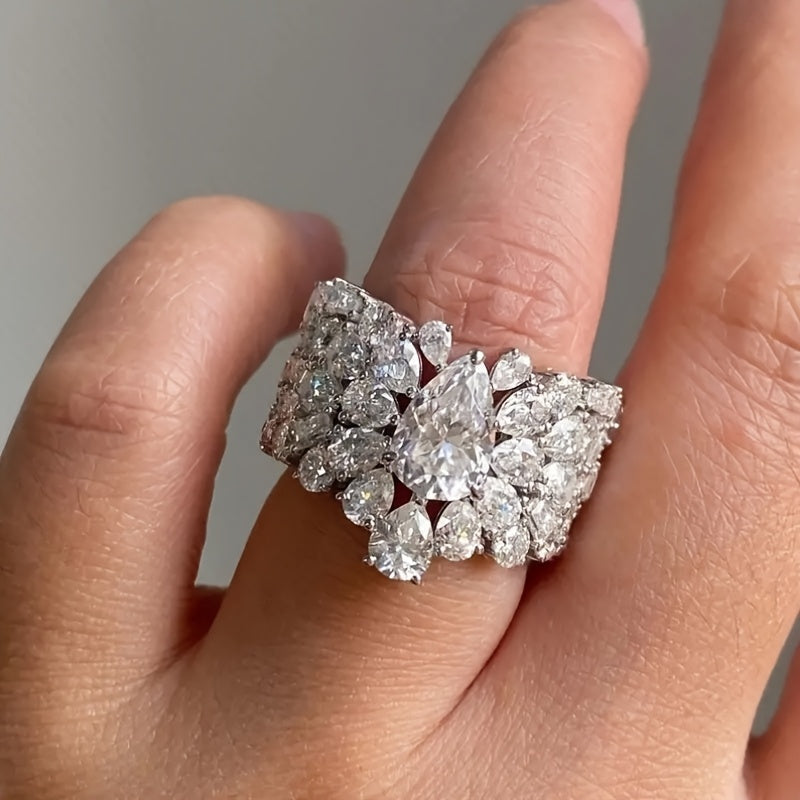 White Gold-Plated Zirconia Wedding-Style Ring