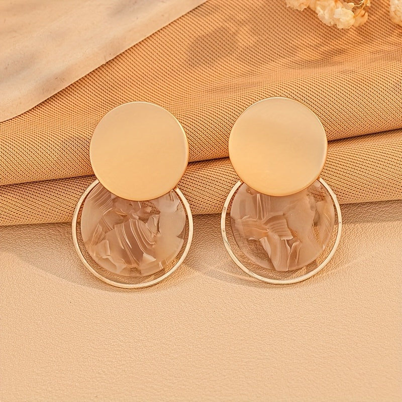 Bohemian Multicolour Geometric Resin Disc Drop Earrings