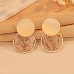 Bohemian Multicolour Geometric Resin Disc Drop Earrings
