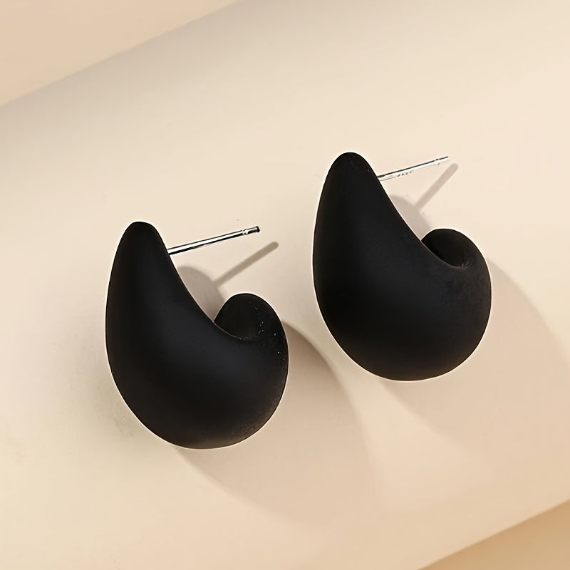 Minimalist C-Shape Sculptural Stud Earrings