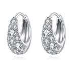 925 Sterling Silver Moissanite Floral Hoop Earrings, White Gold Plated