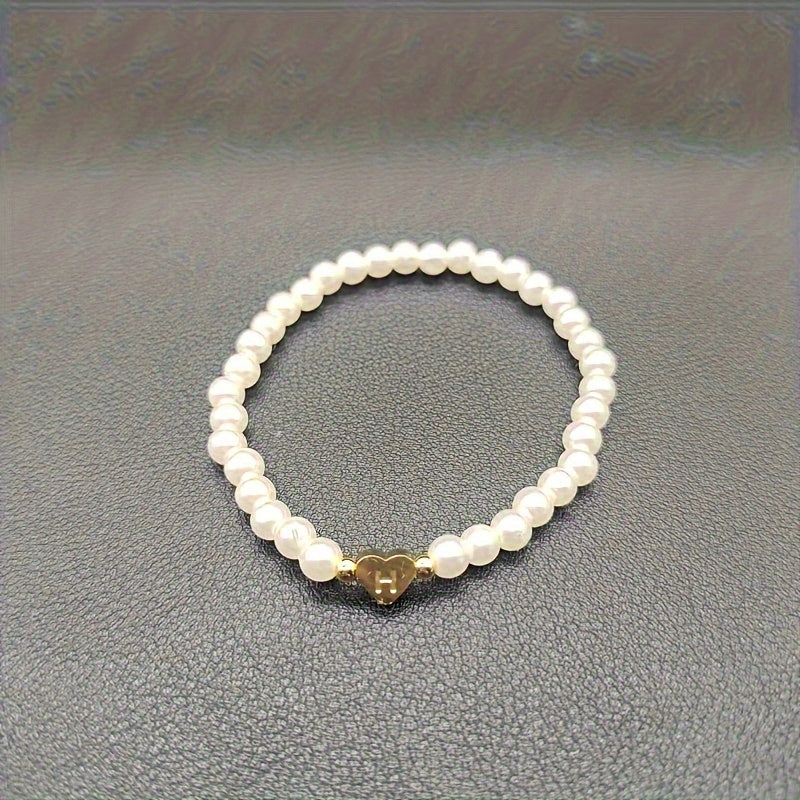 Armband met hart en initiaal van A tot Z