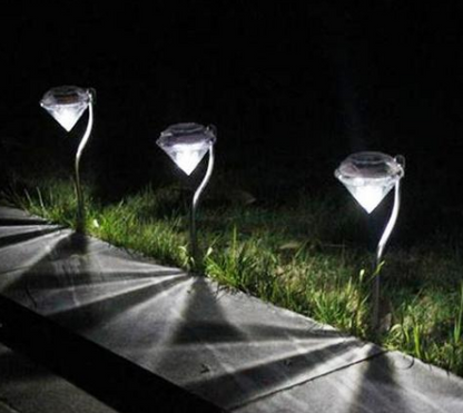 Solar Garden Lights – Diamond LED Lawn Stake Light, Waterproof Outdoor Pathway Lighting