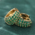 Vintage Green Zirconia Hoop Stud Clip Earrings