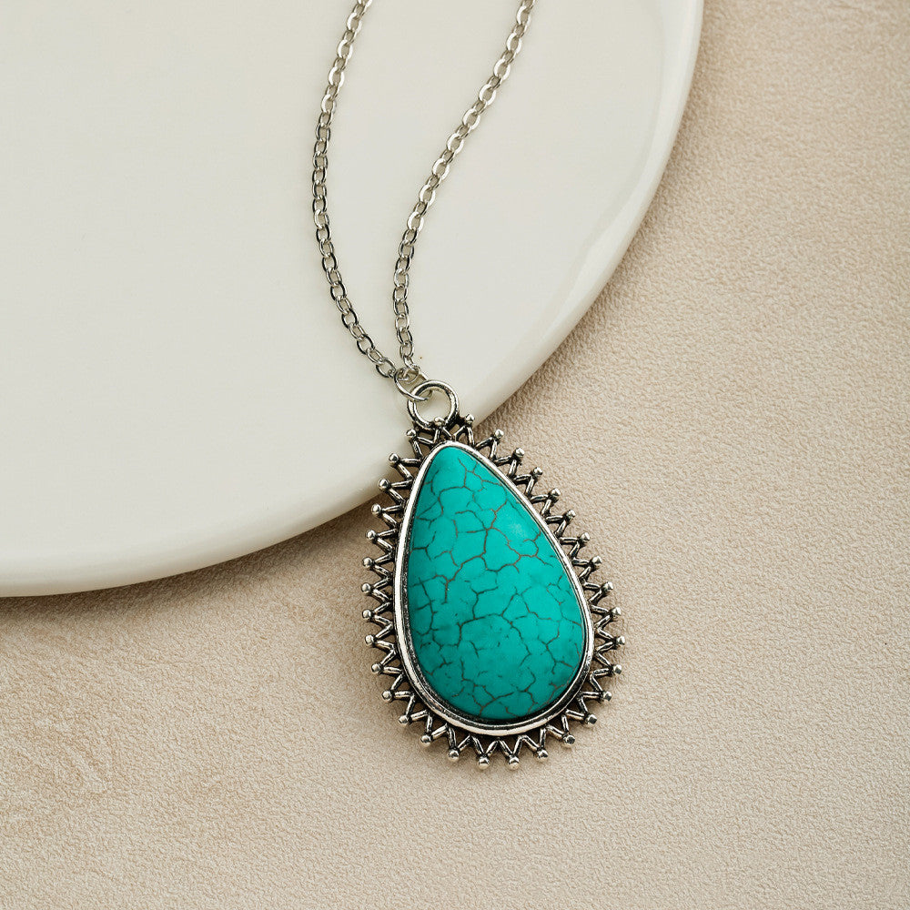 Vintage Bohemian Turquoise Pendant Necklace in Five Shapes